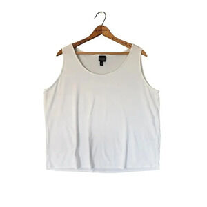 New Eileen Fisher Tank Top Women's Size 1X White 100% Silk Sleeveless Stretchy